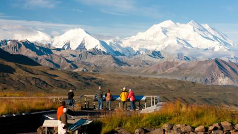 Taking in views from a lookout point in Denali National Park, Alaska Taking in views from a lookout point in Denali National Park, Alaska