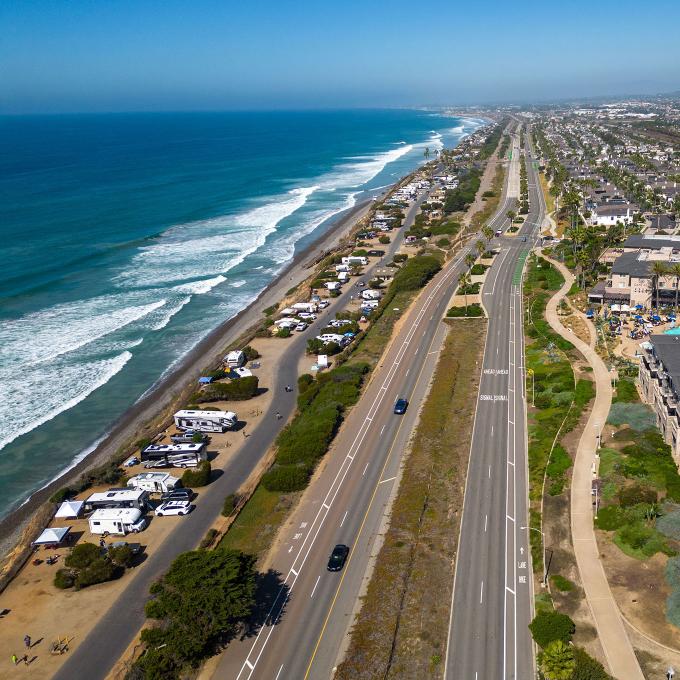 Aerial view of beaches in Carlsbad, California Aerial view of beaches in Carlsbad, California