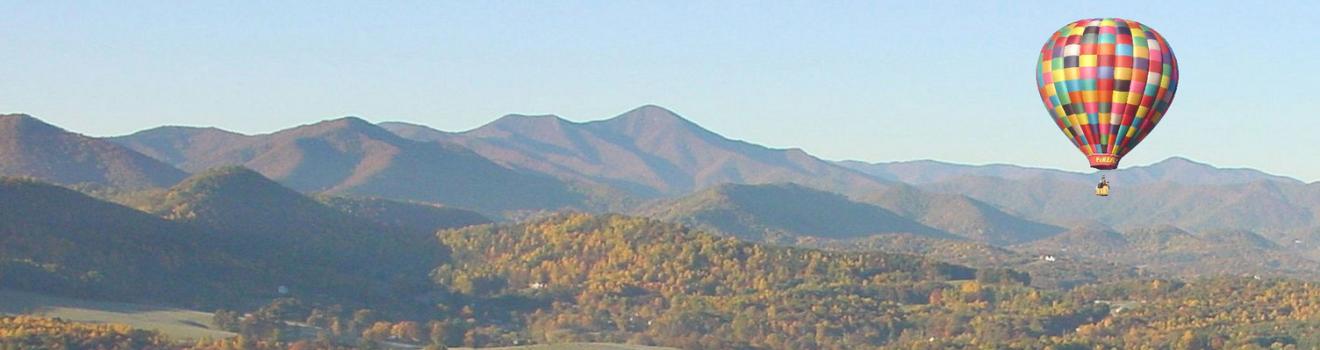 Hot air balloon over Asheville, North Carolina Hot air balloon over Asheville, North Carolina